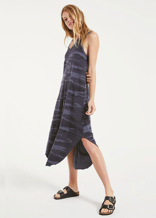 Z Supply Reverie Midi Dress - Camo Dark Blue-Hand In Pocket