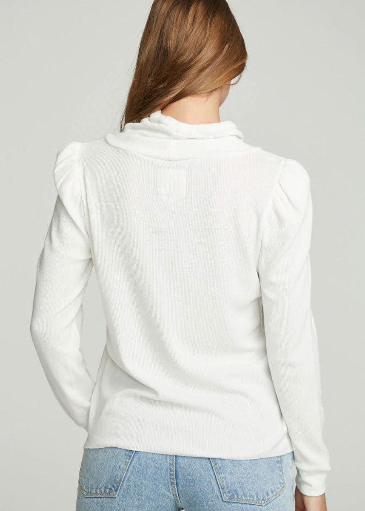 Chaser Puff Shoulder Funnel Neck Tee-Cream ***FINAL SALE***-Hand In Pocket