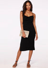 Bobi Cowl Neck Spaghetti Strap Midi Dress - Black-Hand In Pocket