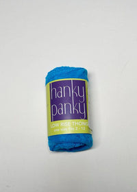 Hanky Panky Signature Lace Low Rise Thong - Fiji Blue-Hand In Pocket