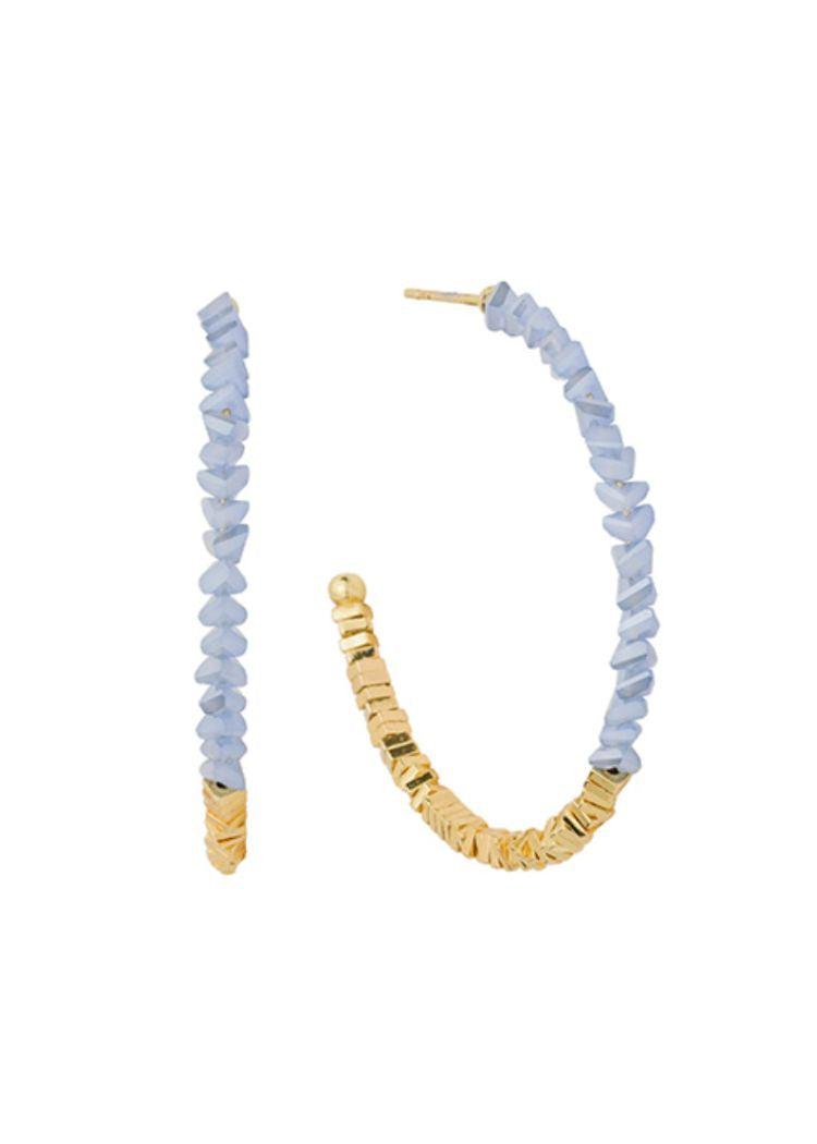 Celine Stone Hoops - Blue-Hand In Pocket