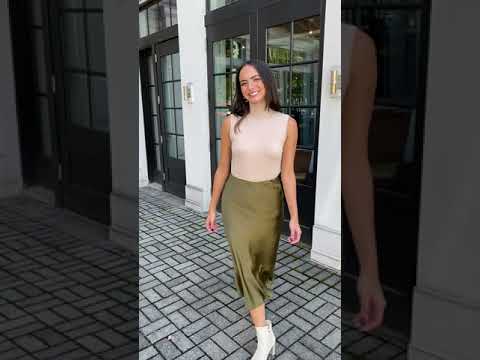 Lucy Paris Adonia Satin Skirt - Olive ***FINAL SALE***