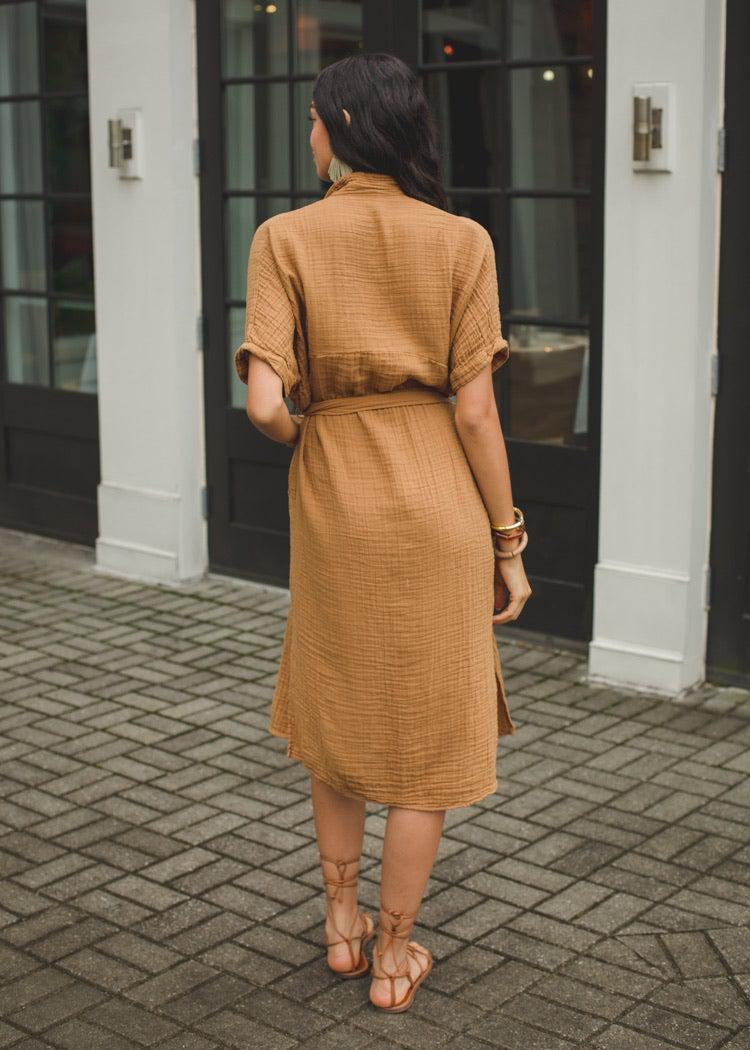 Stark X Ruby Button Down Dress-Hand In Pocket