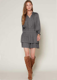 Ines Drop Waist Long Sleeve Dress - Slate-Hand In Pocket