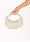 Billini Maeve Woven Half Moon Top Handled Bag- Ivory-Hand In Pocket