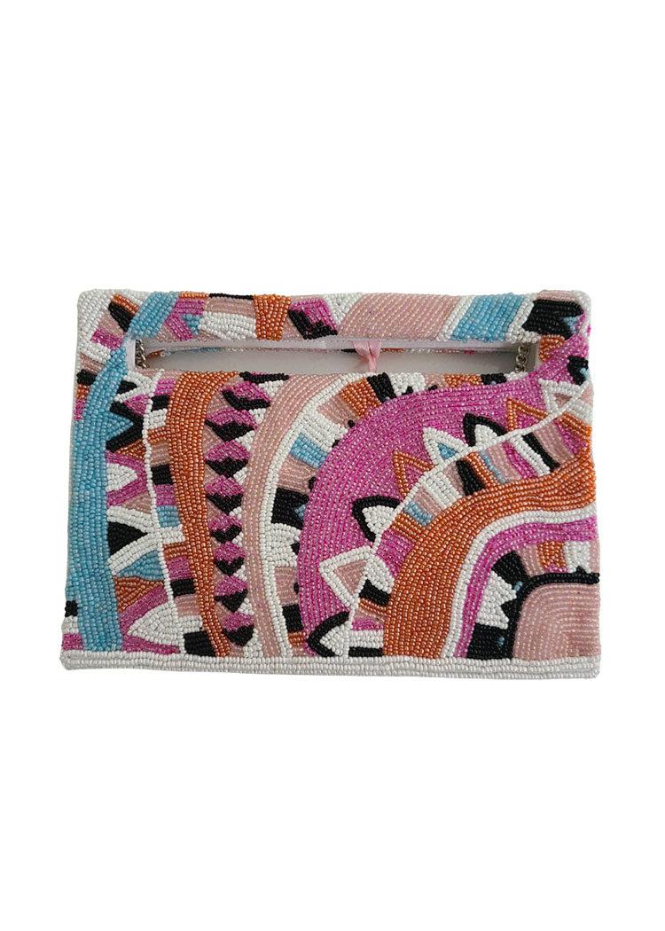 Tiana Designs Tulum Beaded Top Handle Clutch-Hand In Pocket