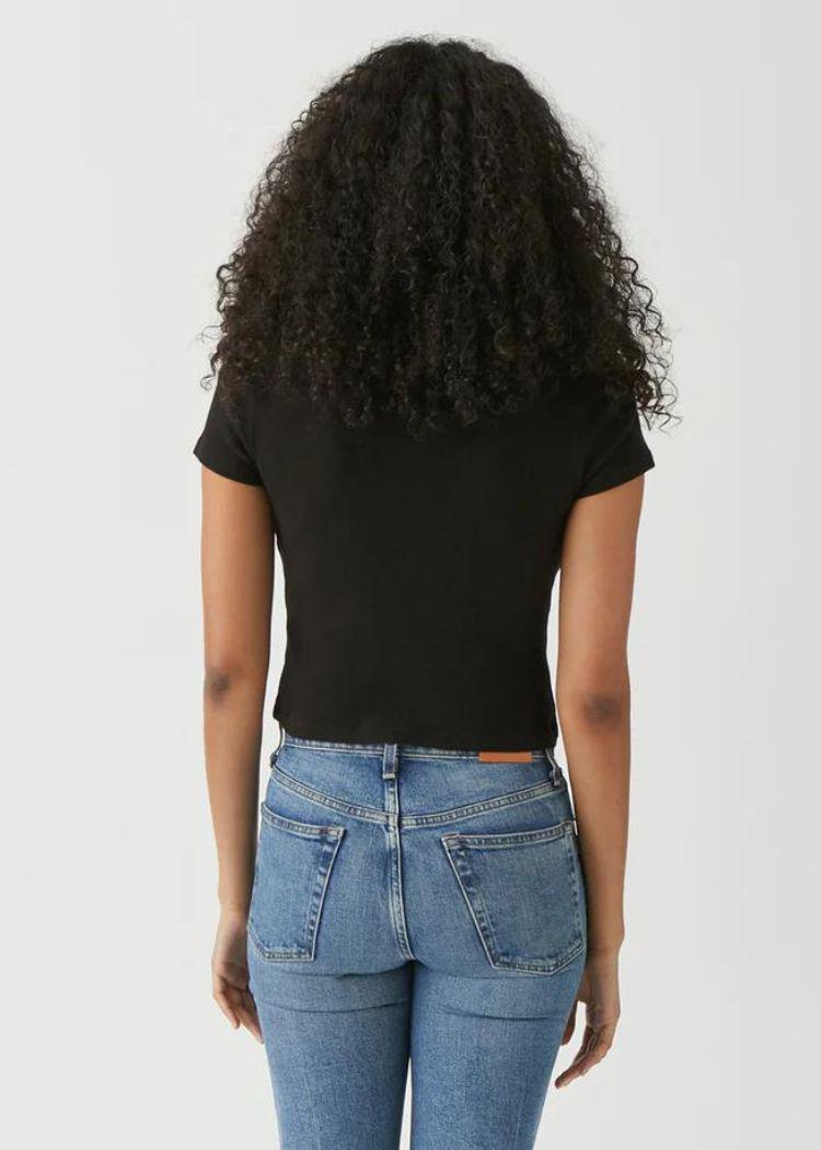 Mimi Crop Tee- Black-Hand In Pocket