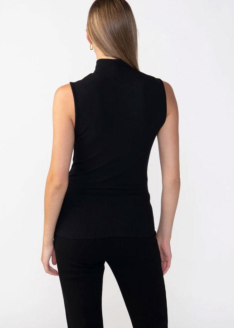 Sanctuary Essential Sleeveless Mockneck Top - Black-Hand In Pocket