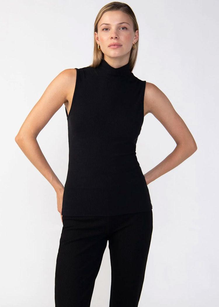 Sanctuary Essential Sleeveless Mockneck Top - Black-Hand In Pocket