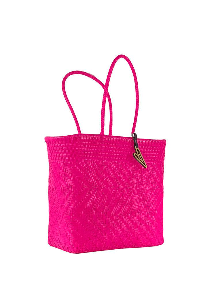 Maria Victoria Alignment Handwoven Tote-Pink-Medium-Hand In Pocket