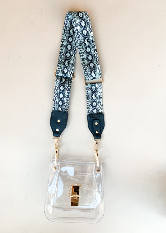 Clearly Cobra Printed Ribbon Bag Strap-Hand In Pocket