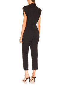 Pistola Rosie Padded Shoulder Jumpsuit-Fade to Black-Hand In Pocket