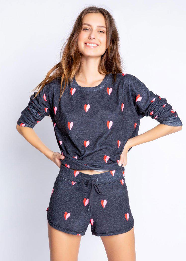 PJ Salvage Sealed With A Kiss Peachy Pullover-Hand In Pocket