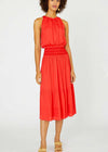 Ventanas Halter Midi Dress-Red-Hand In Pocket