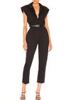 Pistola Rosie Padded Shoulder Jumpsuit-Fade to Black-Hand In Pocket