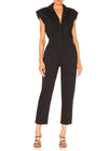 Pistola Rosie Padded Shoulder Jumpsuit-Fade to Black-Hand In Pocket