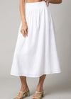 Sally A-Line Midi Skirt-White***FINAL SALE***-Hand In Pocket