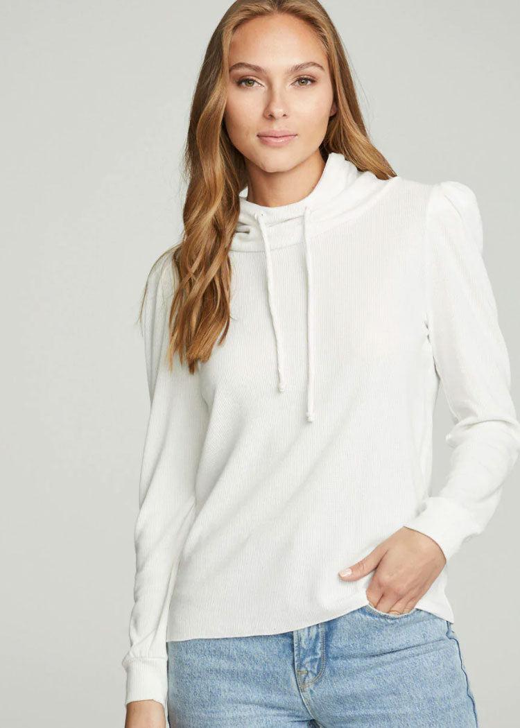 Chaser Puff Shoulder Funnel Neck Tee-Cream ***FINAL SALE***-Hand In Pocket