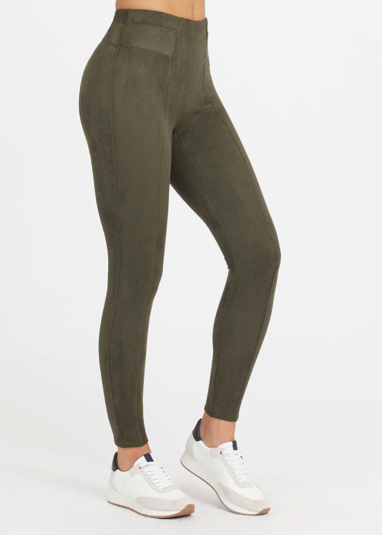 Made in the Suede Olive Green Suede Leggings  Black long sleeve crop top,  Leggings are not pants, Olive green pants