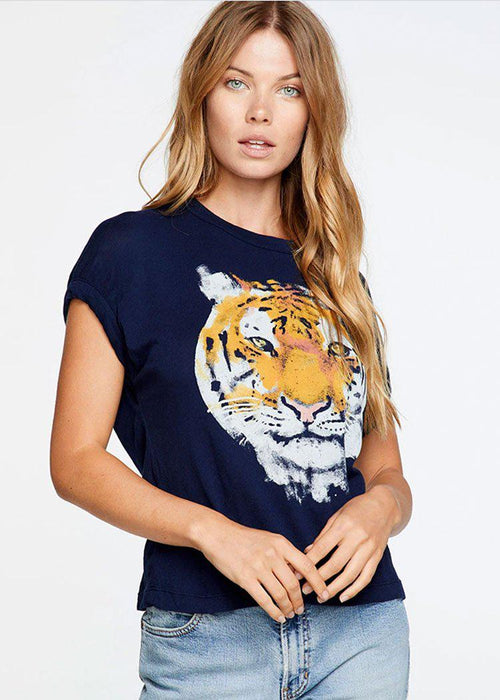 Chaser Tiger Portrait Crew Neck Tee-Hand In Pocket