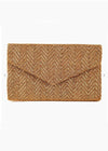 Tiana Designs Tonal Herringbone Beaded Clutch- Gold-Hand In Pocket