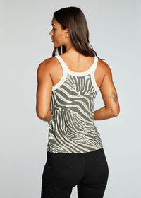 Chaser Recycled Vintage Zebra Print Tank-***-Hand In Pocket