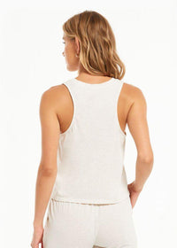 Z Supply Wake Up Call High Neck Tank - Light Oatmeal-Hand In Pocket