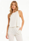 Z Supply Wake Up Call High Neck Tank - Light Oatmeal-Hand In Pocket